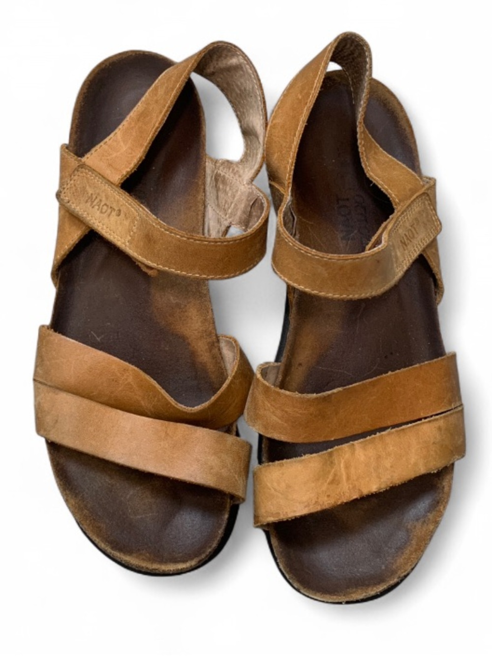 NAOT Tan Brown Leather Strappy Sandals